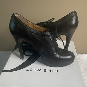Nine West Black Lace-Up Ankle Heels